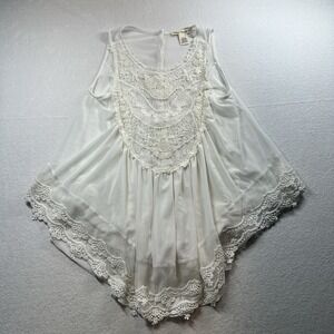 Indigo Thread Co Women Crochet Long Sleeve Top Blouse Size S Boho